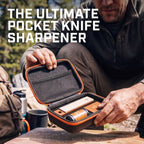 Rolling Knife Sharpener for Small Blades with 20°/25° Angle Block, Leather Strop and Protective Zip Case