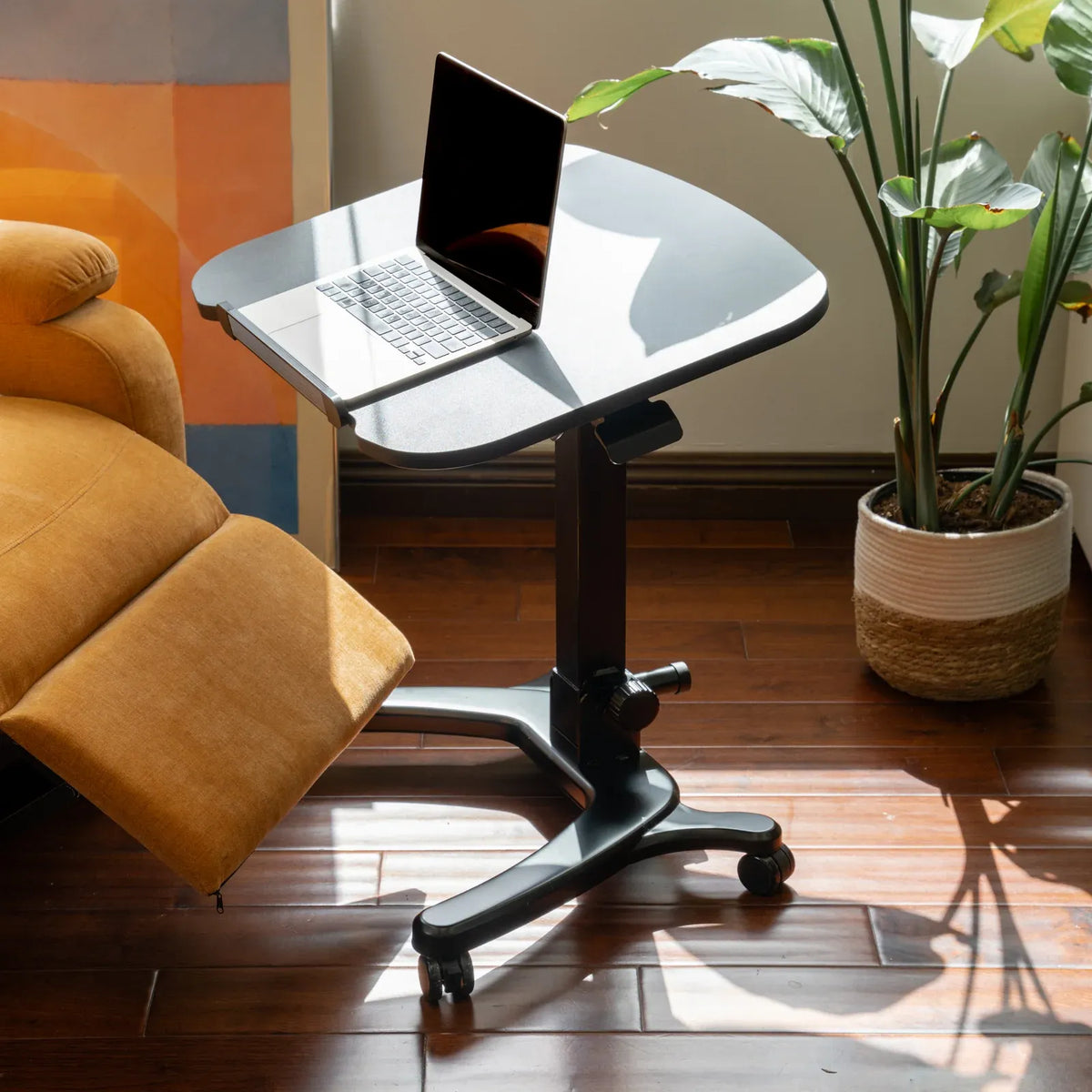 Rolling Standing Desk with a 0–90° Tilting Desktop and Fold-Flat Design for Typing, Reading or Sketching