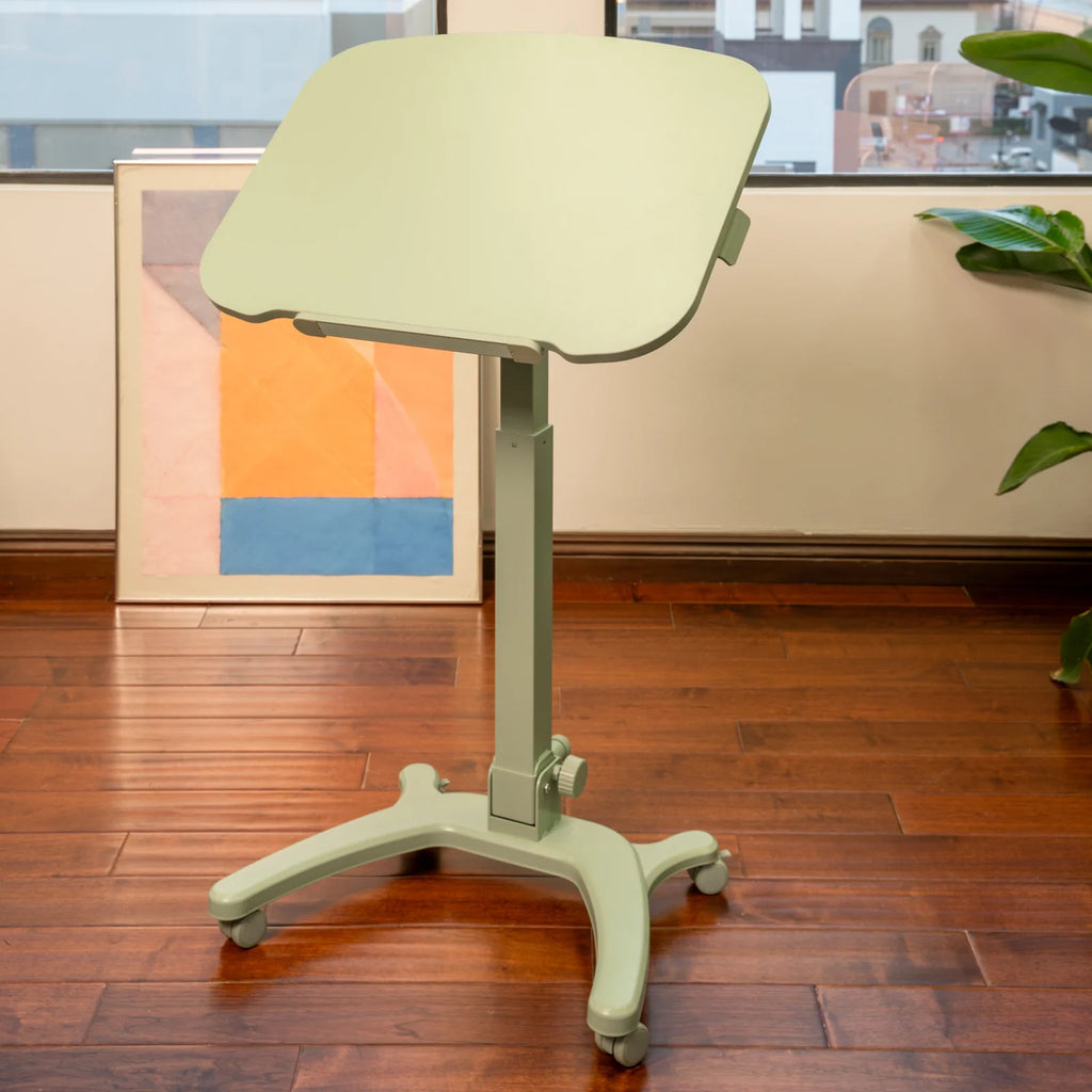 Rolling Standing Desk with a 0–90° Tilting Desktop and Fold-Flat Design for Typing, Reading or Sketching
