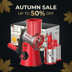 Rotary Cheese Grater, Red + Black-3 Blades