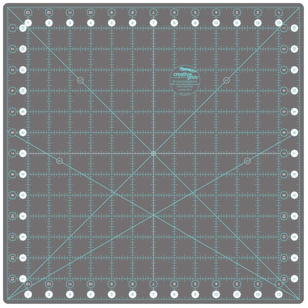 Rotating Self-Healing Cutting Mat, 14 x 14 Inch Quilting Grid with 360-Degree Rotation and Angle Markings