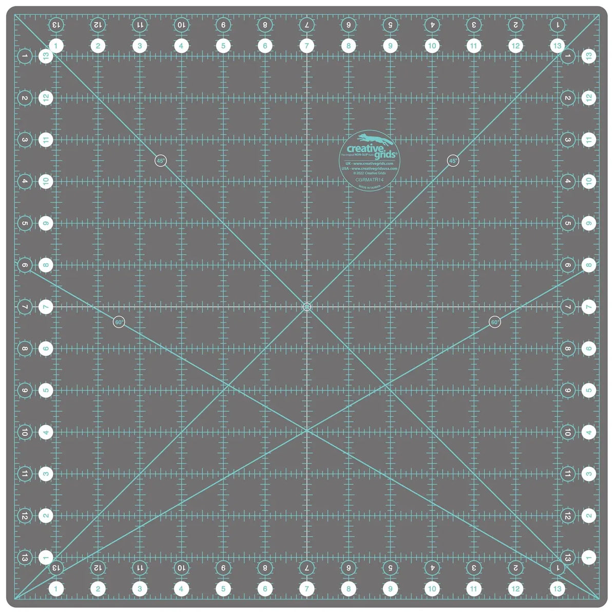 Rotating Self-Healing Cutting Mat, 14 x 14 Inch Quilting Grid with 360-Degree Rotation and Angle Markings