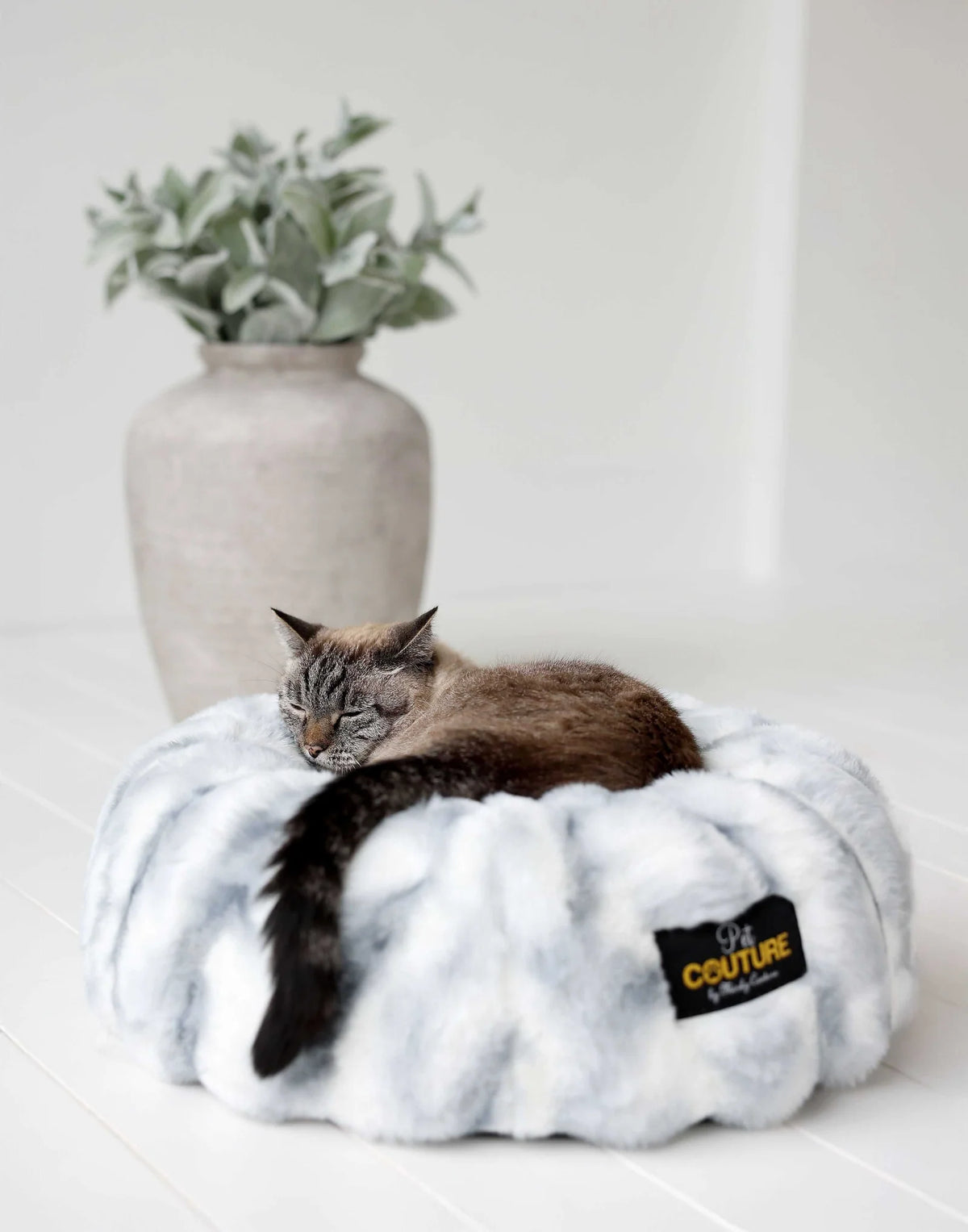 Round Orthopedic Pet Bed with Memory Foam, Waterproof Lining and Washable Zip-Off Cover in Cloudy Day Blue