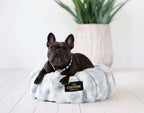Round Orthopedic Pet Bed with Memory Foam, Waterproof Lining and Washable Zip-Off Cover in Cloudy Day Blue