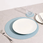 Round Placemat in Easy-to-Clean Leather-Like Material, 36cm Diameter for Everyday Dining Table Settings — Light Blue