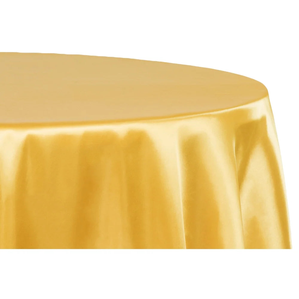 Round Satin Tablecloth in Bright Gold, 120-Inch Diameter