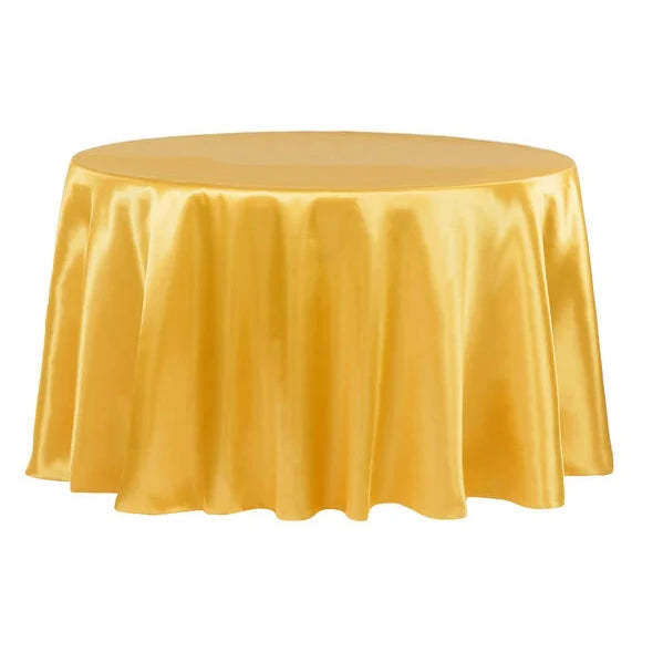 Round Satin Tablecloth in Bright Gold, 120-Inch Diameter