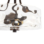 Round Semi Flush Mount Ceiling Light with Clear Hammered Glass Drum Shade and Two E26 Bulb Sockets