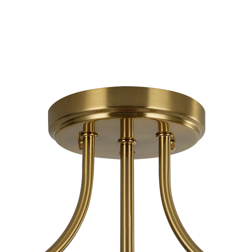 Round Semi Flush Mount Ceiling Light with Clear Hammered Glass Drum Shade and Two E26 Bulb Sockets
