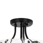 Round Semi Flush Mount Ceiling Light with Clear Hammered Glass Drum Shade and Two E26 Bulb Sockets