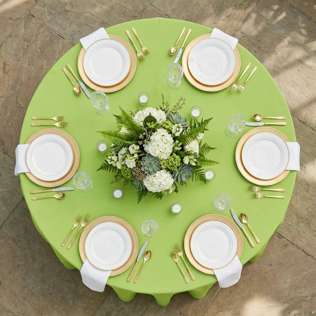 Round Tablecloth in Apple Green, 120-Inch Seamless Polyester