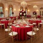 Round Tablecloth in Red Lamour Satin, 120-Inch Diameter