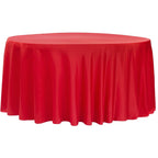 Round Tablecloth in Red Lamour Satin, 120-Inch Diameter