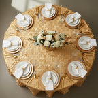 Round Taffeta Tablecloth in Gold, 120-Inch Diameter