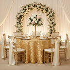 Round Taffeta Tablecloth in Gold, 120-Inch Diameter