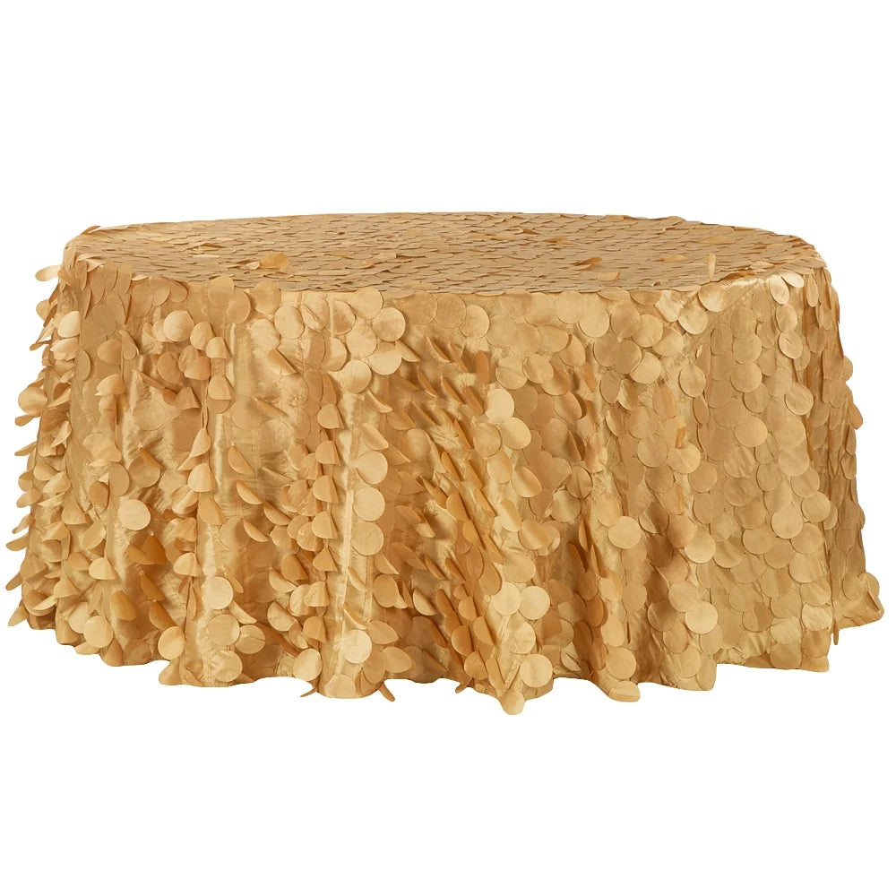 Round Taffeta Tablecloth in Gold, 120-Inch Diameter