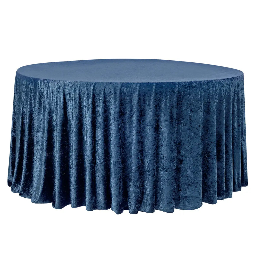 Round Velvet Tablecloth in Navy Blue, 120-Inch Diameter