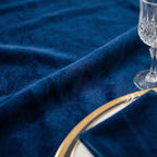 Round Velvet Tablecloth in Navy Blue, 120-Inch Diameter