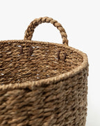 Round Woven Basket in Braided Seagrass and Wicker