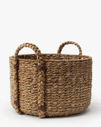 Round Woven Basket in Braided Seagrass and Wicker