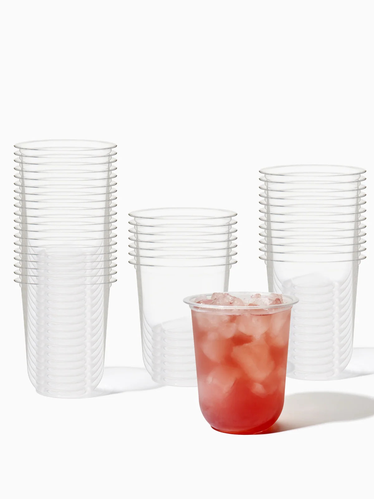 Rounded Bottom PET Disposable Cups for Cold Drinks, 16oz Capacity in a Stackable 1000-Cup Bulk Case — Clear Cup