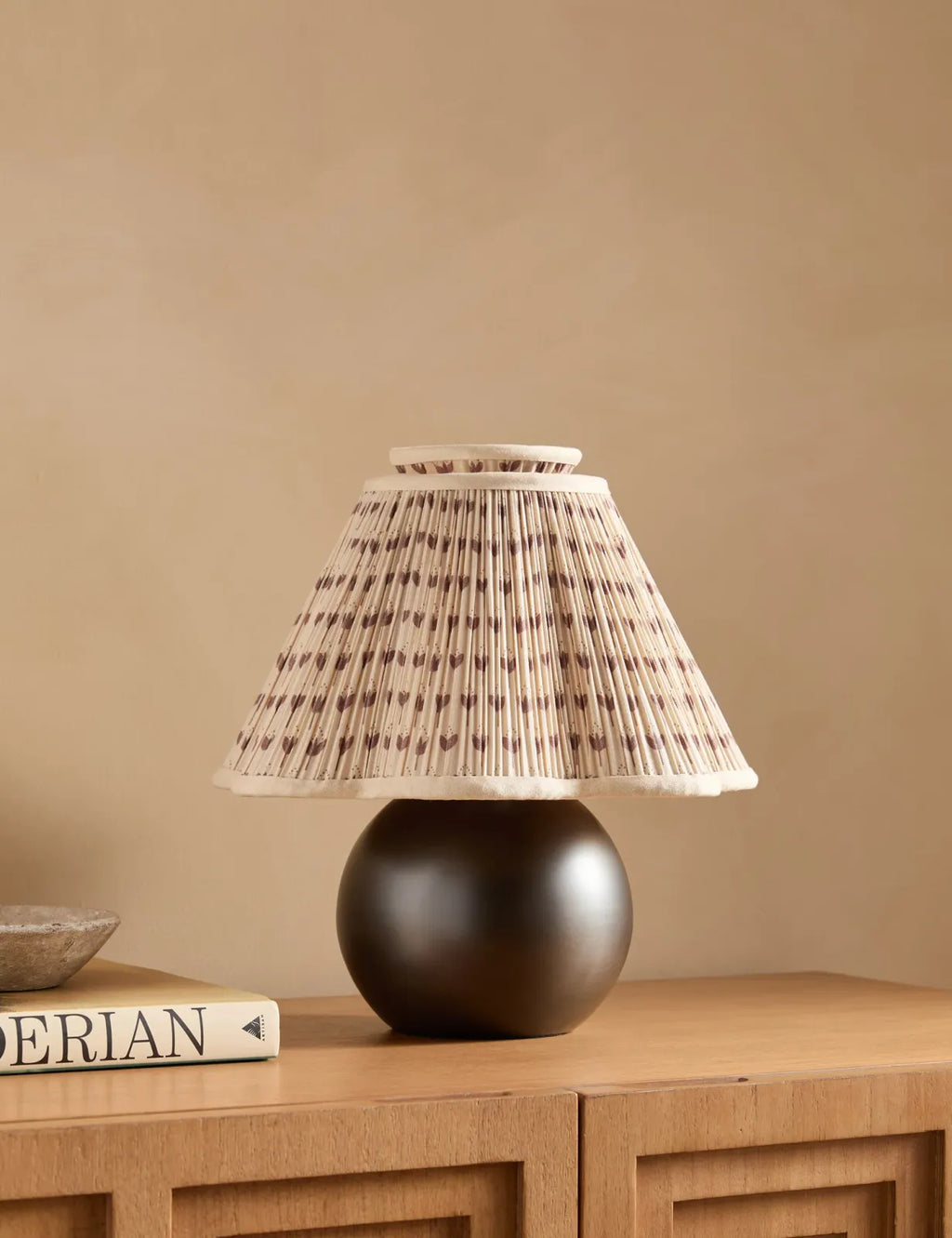 Rounded Metal Base Table Lamp, Poiret and Antique Bronze