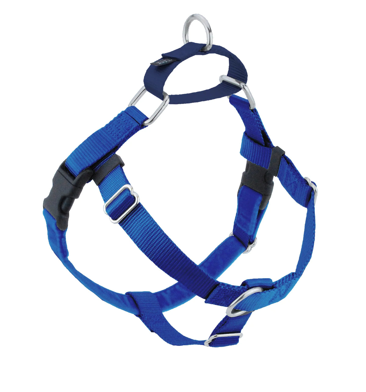 Royal Blue No-Pull Dog Harness with a Velvet-Lined Chest Strap and Front and Back Leash Attachments