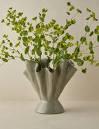 Ruffled Stoneware Vase, Green