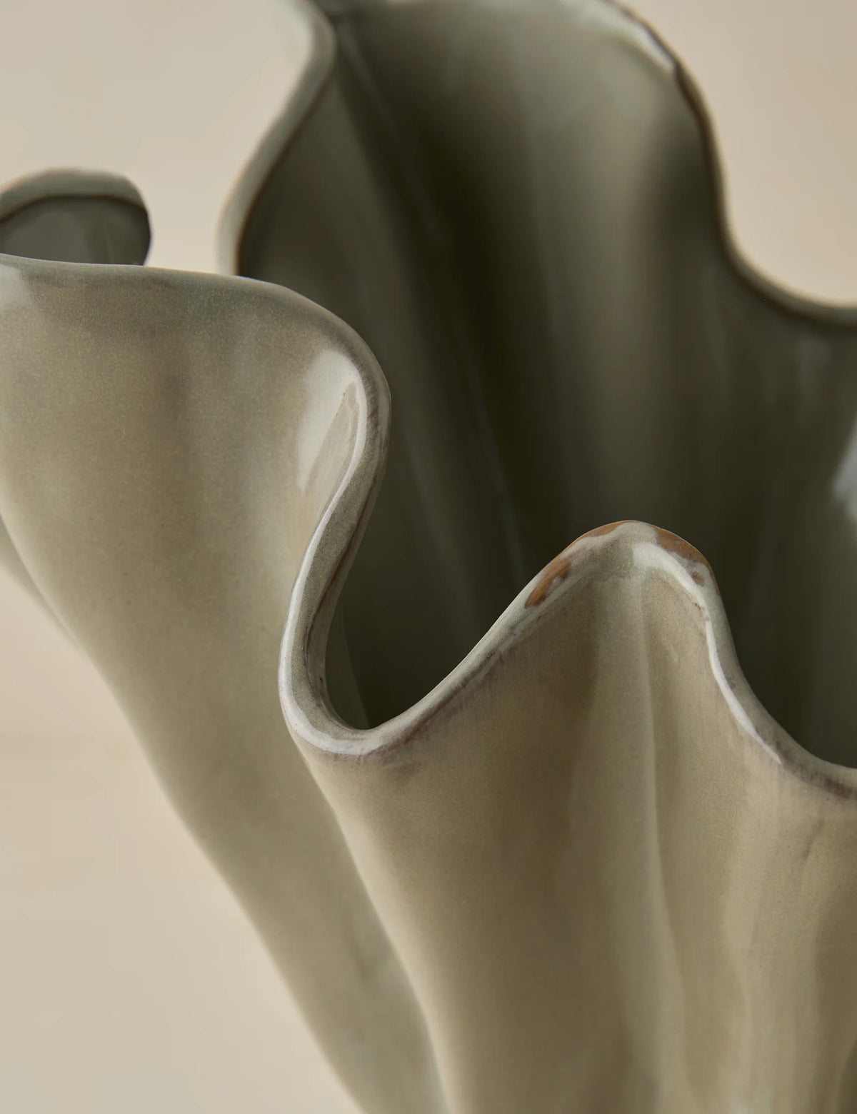 Ruffled Stoneware Vase