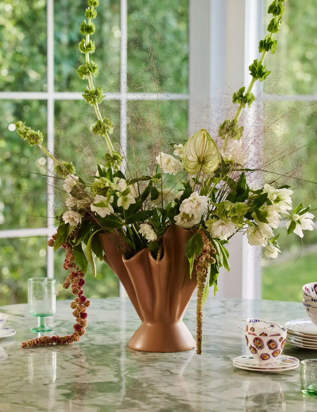 Ruffled Stoneware Vase