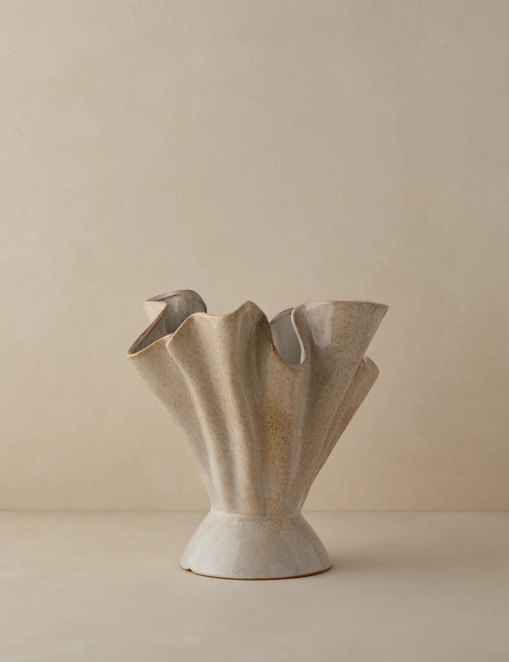 Ruffled Stoneware Vase