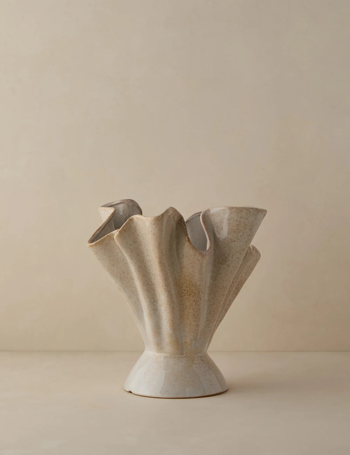 Ruffled Stoneware Vase