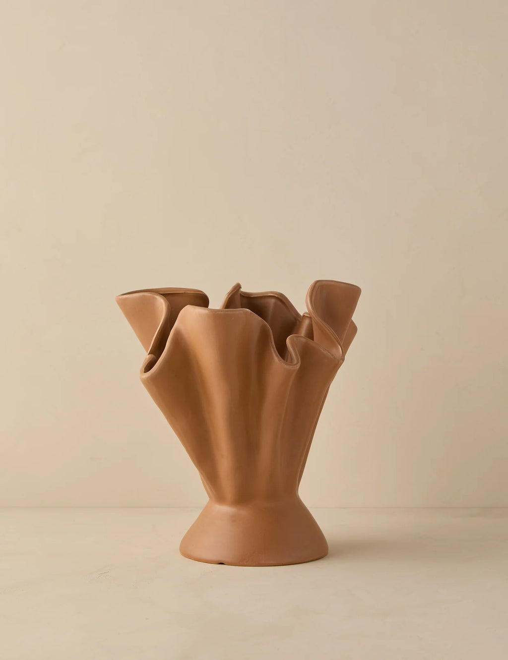 Ruffled Stoneware Vase