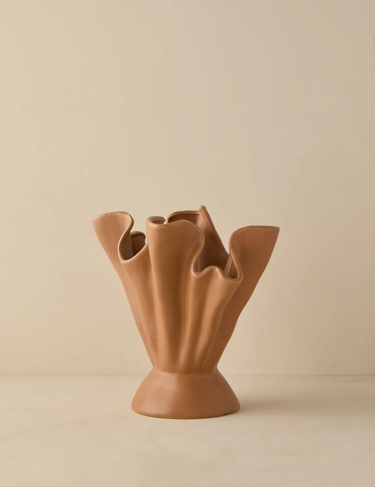 Ruffled Stoneware Vase