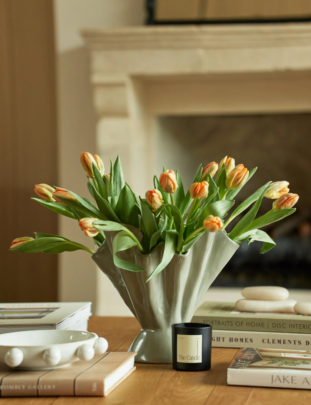 Ruffled Stoneware Vase