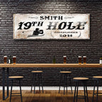 Rustic 19th Hole Canvas Sign