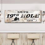 Rustic 19th Hole Canvas Sign