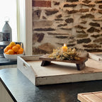 Rustic Table Riser for Farmhouse Centerpiece Decor, 16 x 7.5 x 3.5 Inch Handmade Wood Display Stand