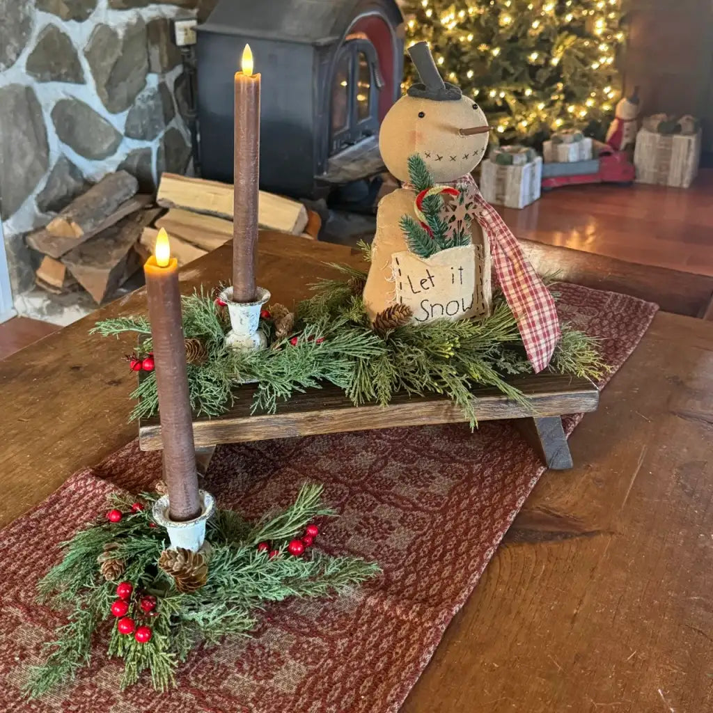 Rustic Table Riser for Farmhouse Centerpiece Decor, 16 x 7.5 x 3.5 Inch Handmade Wood Display Stand