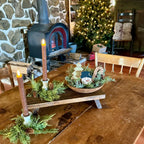 Rustic Table Riser for Farmhouse Centerpiece Decor, 16 x 7.5 x 3.5 Inch Handmade Wood Display Stand