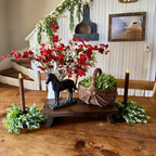 Rustic Table Riser for Farmhouse Centerpiece Decor, 16 x 7.5 x 3.5 Inch Handmade Wood Display Stand