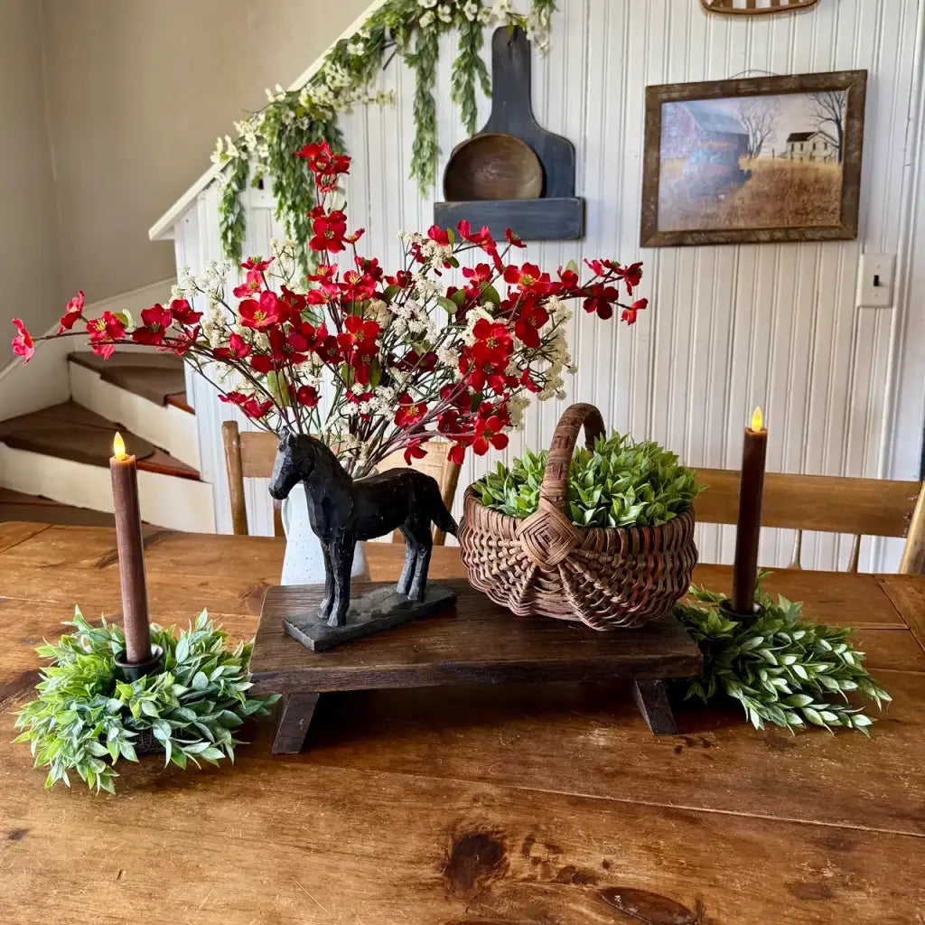 Rustic Table Riser for Farmhouse Centerpiece Decor, 16 x 7.5 x 3.5 Inch Handmade Wood Display Stand