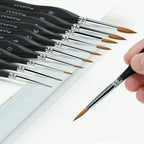 Sable Detail Paint Brush Set of 10 with Triangular Handles for Miniature Painting and Fine Details