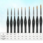 Sable Detail Paint Brush Set of 10 with Triangular Handles for Miniature Painting and Fine Details