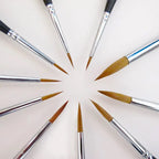 Sable Detail Paint Brush Set of 10 with Triangular Handles for Miniature Painting and Fine Details