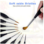 Sable Detail Paint Brush Set of 10 with Triangular Handles for Miniature Painting and Fine Details