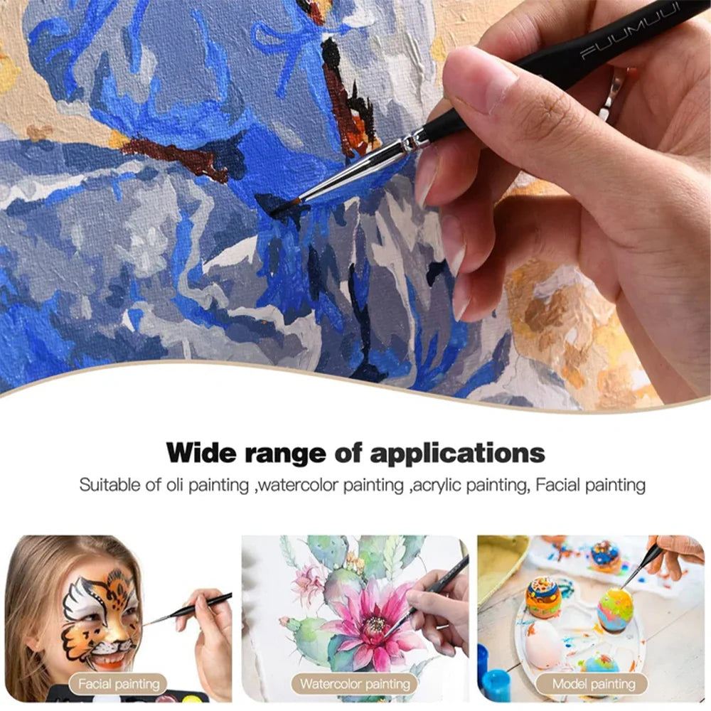 Sable Detail Paint Brush Set of 10 with Triangular Handles for Miniature Painting and Fine Details