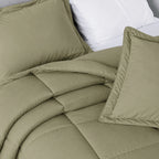 Sage Green Oversized Comforter Set with Two Pillow Shams for Twin, Full, Queen, King and California King Beds