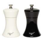 Salt and Pepper Grinder Gift Set with Adjustable 30-Level Grind, Refills and Peppercorn Funnel — 4" Sierra / Tuxedo