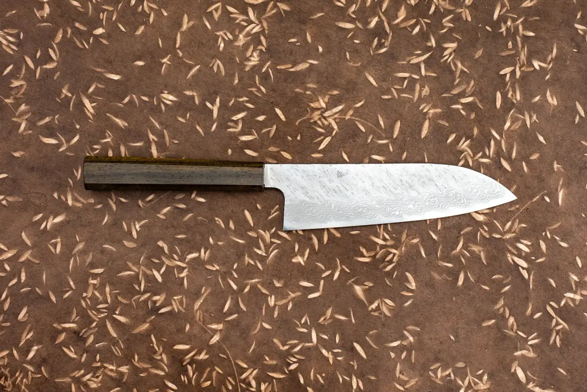 Santoku Knife 180mm in VG10 Tsuchime Damascus for Everyday Slicing, Dicing and Vegetable Preparation